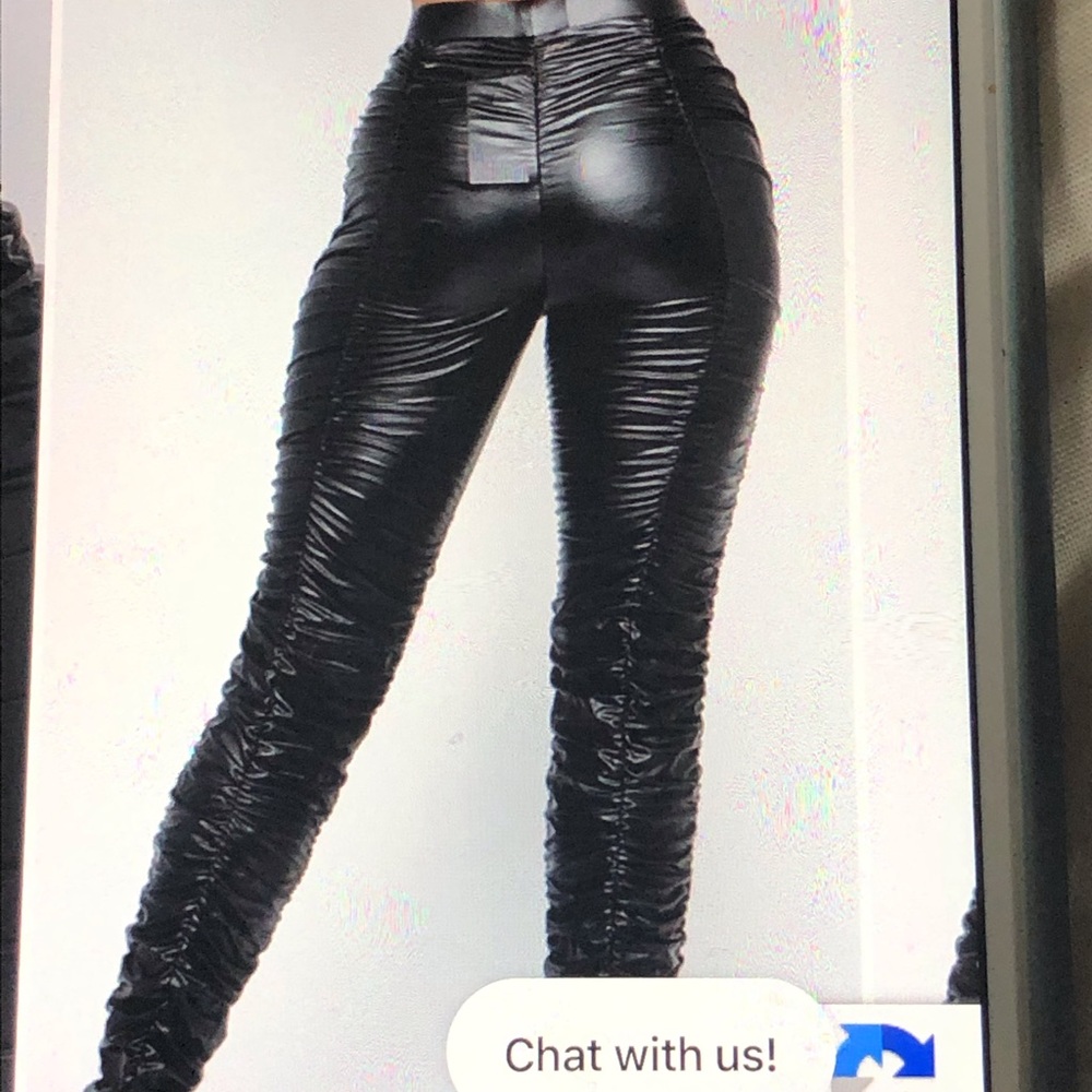 Faux Leather Rouged Pant - Picture 2 of 4